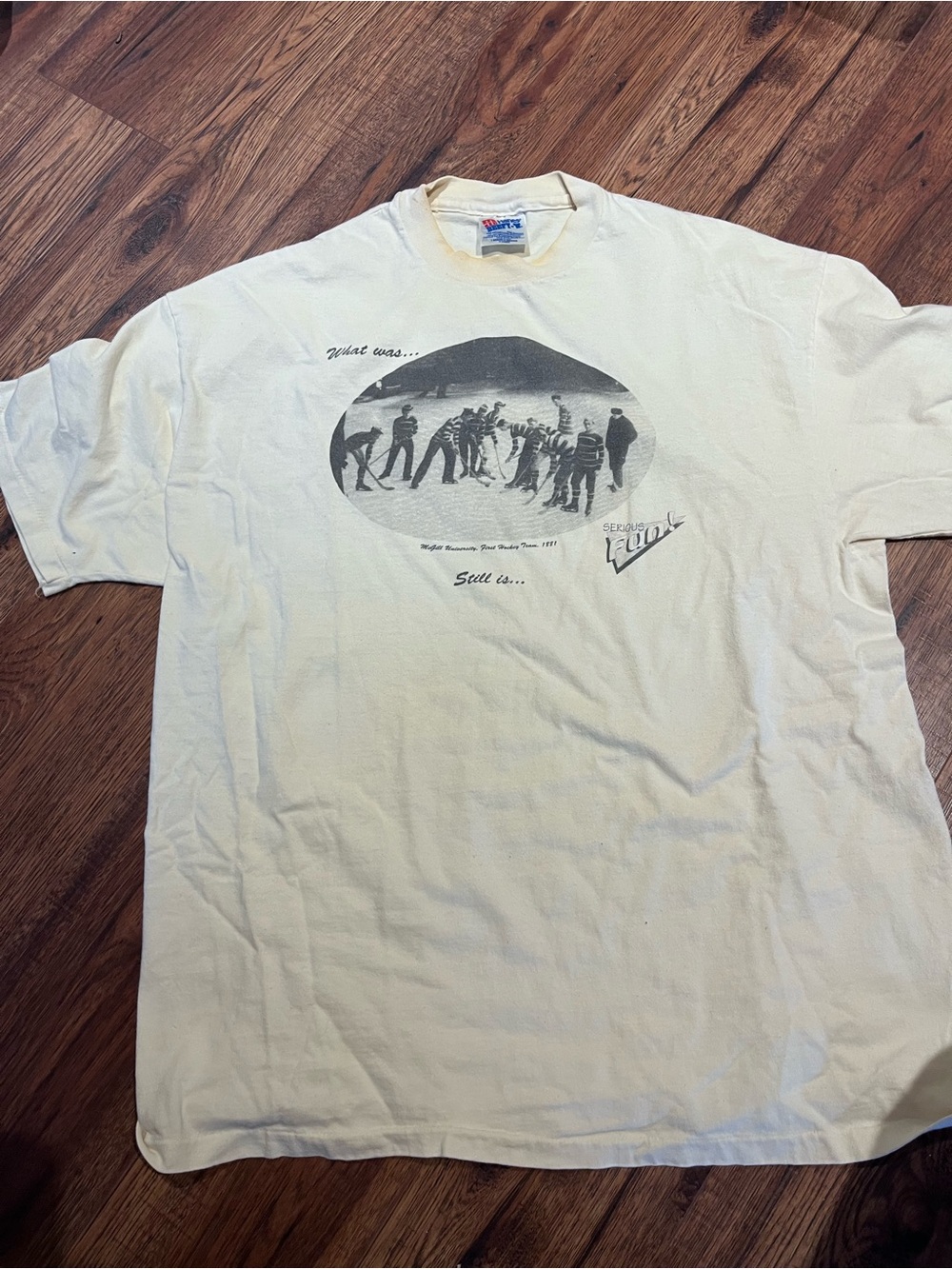 Vintage McGill University Hockey Since 1881 Hanes 90’s Beige Graphic Shirt